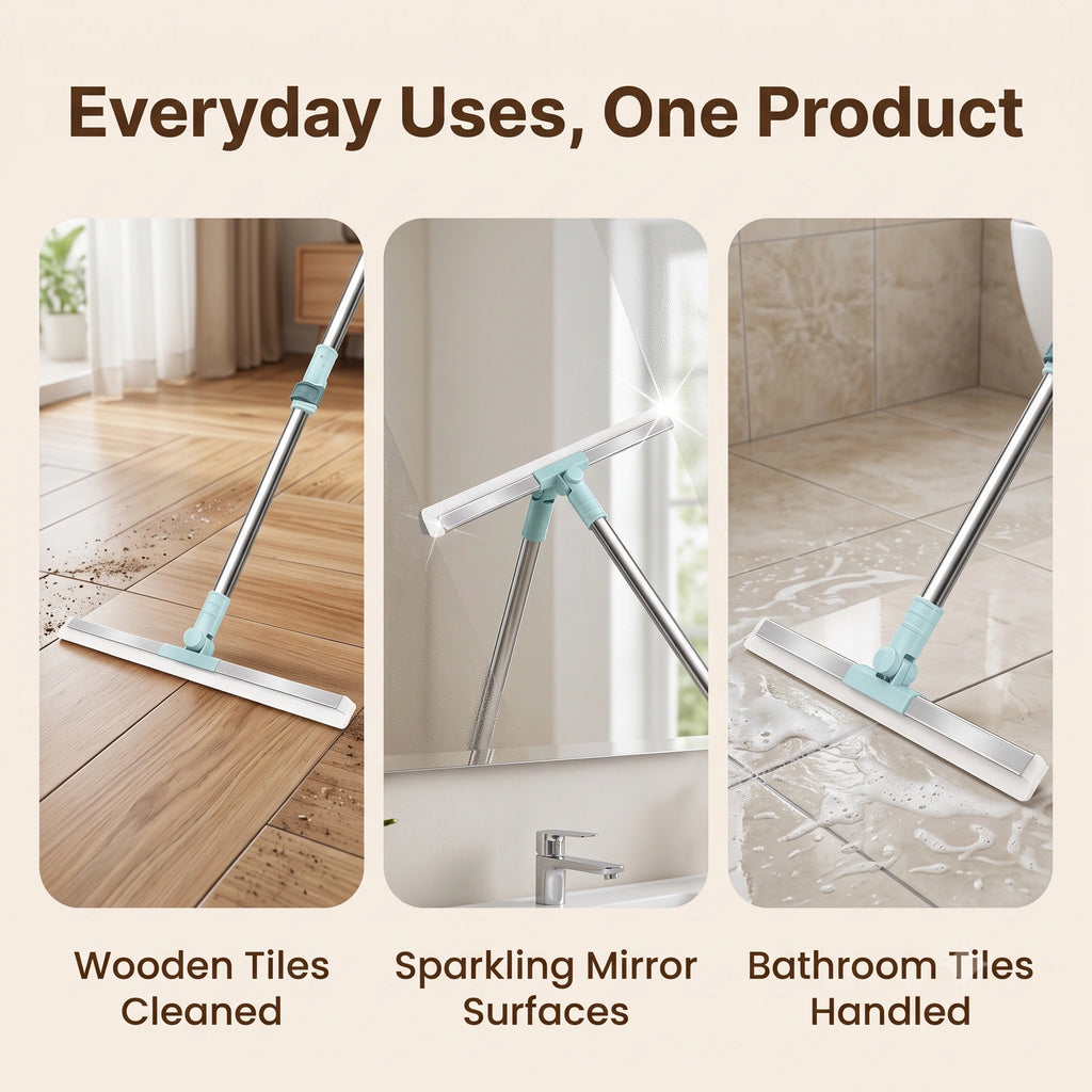 FlexiWipe™ — Multipurpose Wiper | Extendable-Rod | Silicon Blade | 180° Head