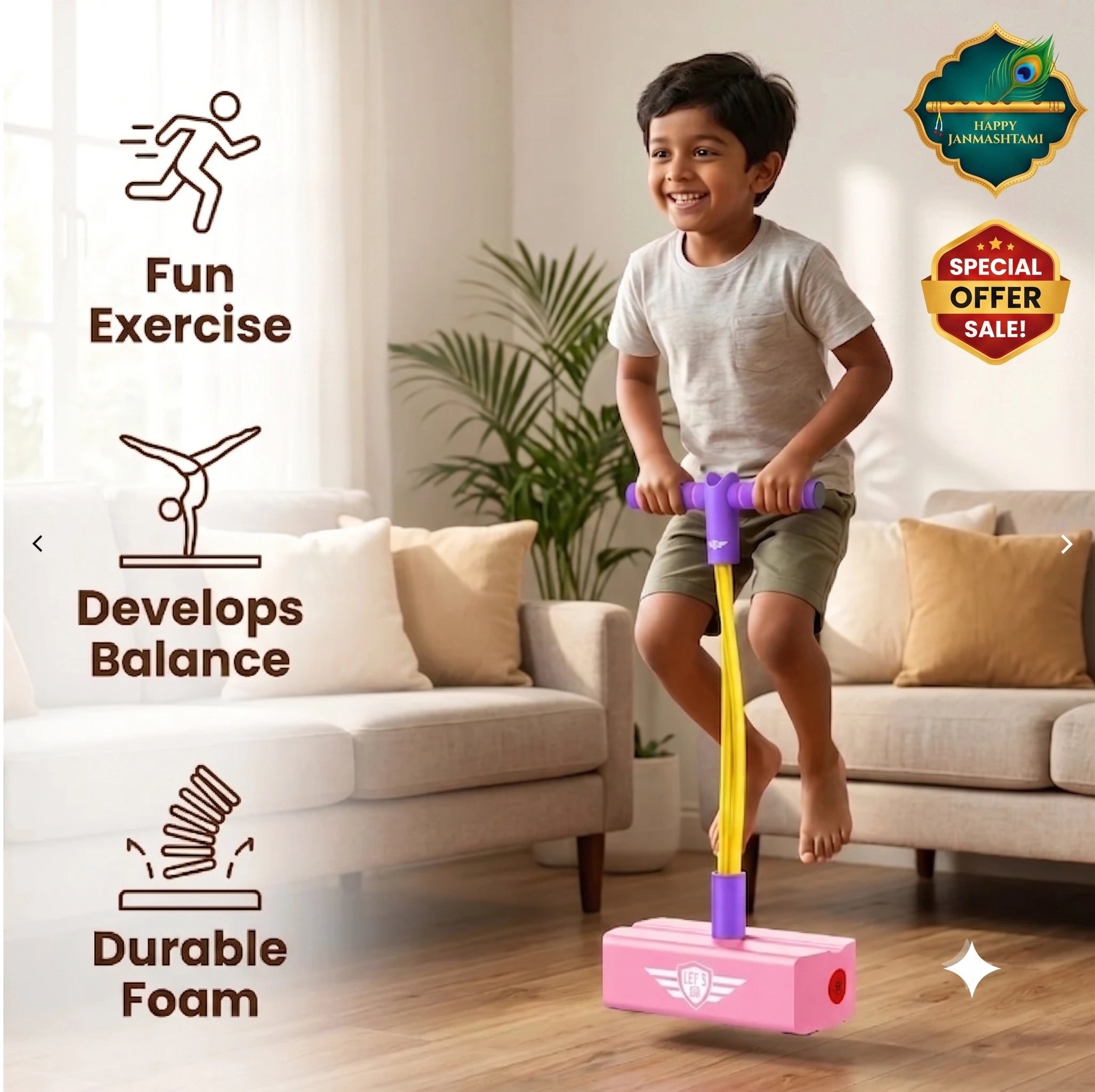 BounceMate™ - Kids Hopper Toy | Built-In Squeaker | Fun Physical Active Play | Indoor & Outdoor