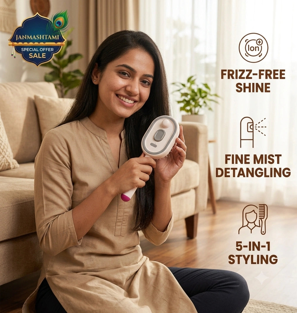 AirComb™ — Electric Steam Brush | Lightweight ABS Design | Air-Padded Massage