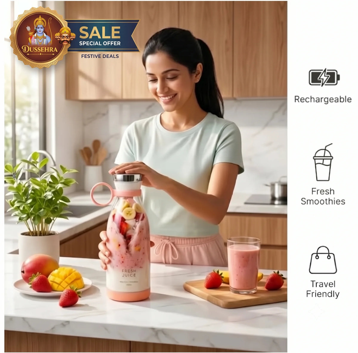NutriBlend™ - Portable Electric Mixer | Bottle Blender | Fast Blades | Cord-Less