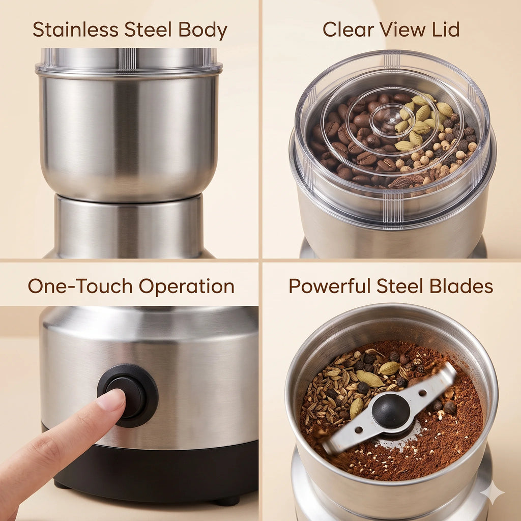 BlendPro -  Compact Electric Grinder | Coffee, Chutney & Spices | Easy Storage