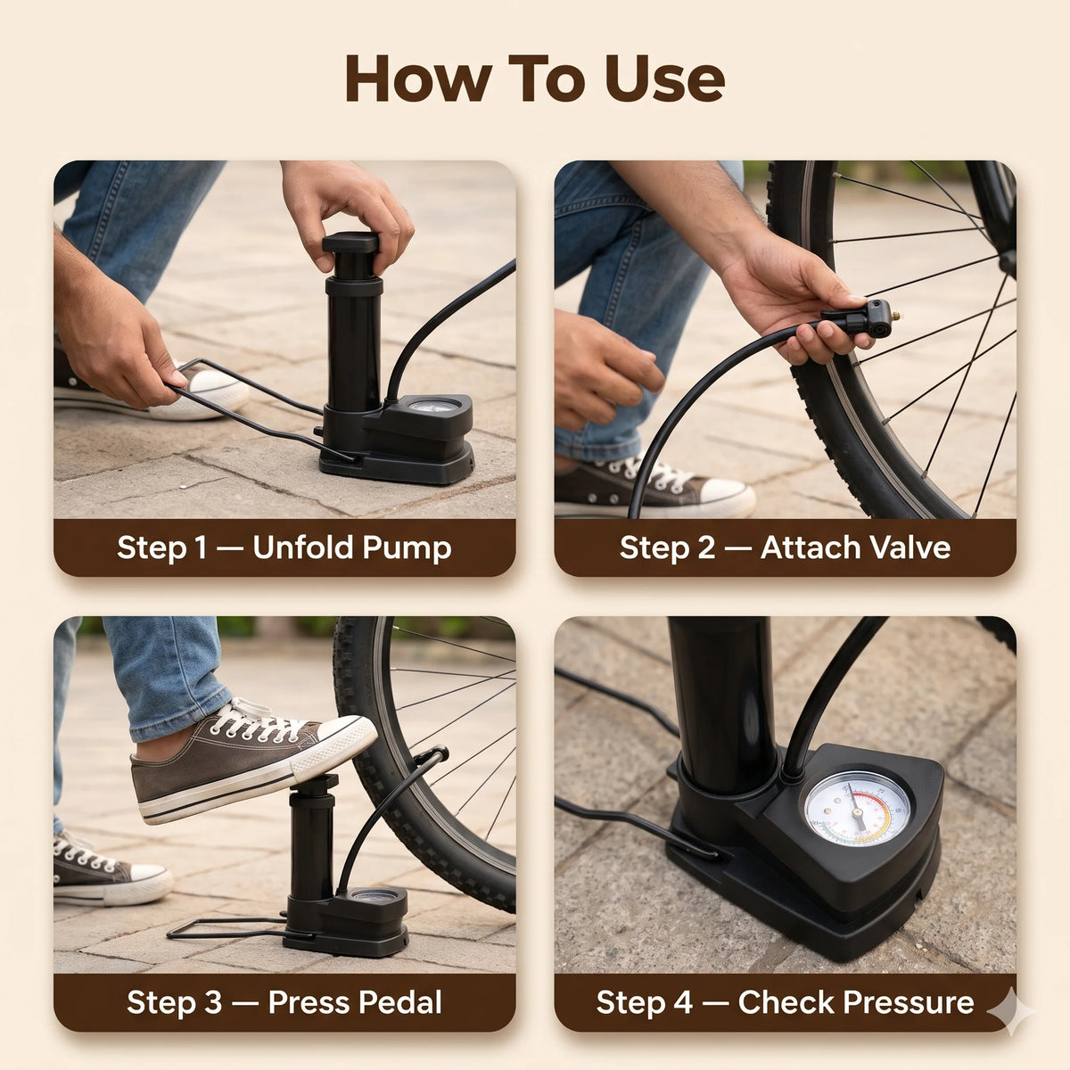 AirPress — Portable Air Pump | Pressure Gauge | Foot-Operated | Anti-Slip Pedal |