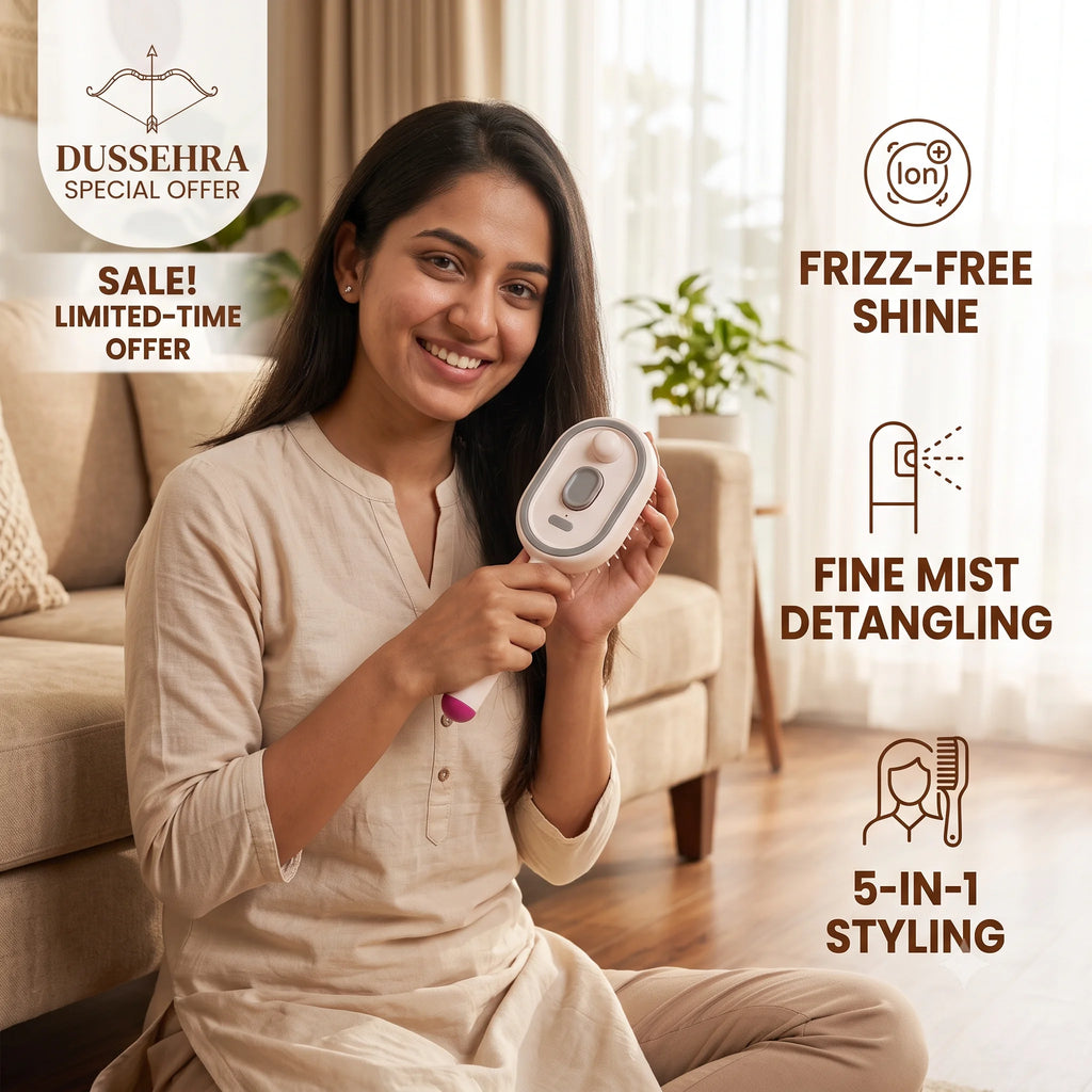 AirComb™ — Electric Steam Brush | Lightweight ABS Design | Air-Padded Massage