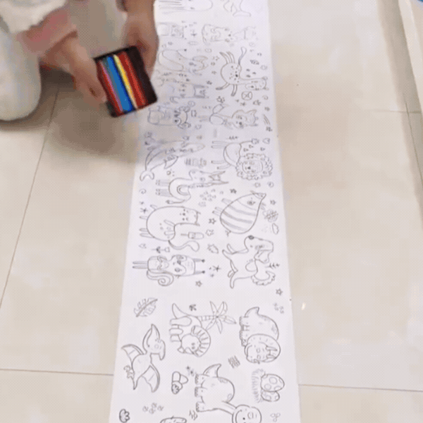 DoodleRoll™ -  Coloring Paper | 300 cm Canvas | Pre-Printed Designs | Easy Coloring