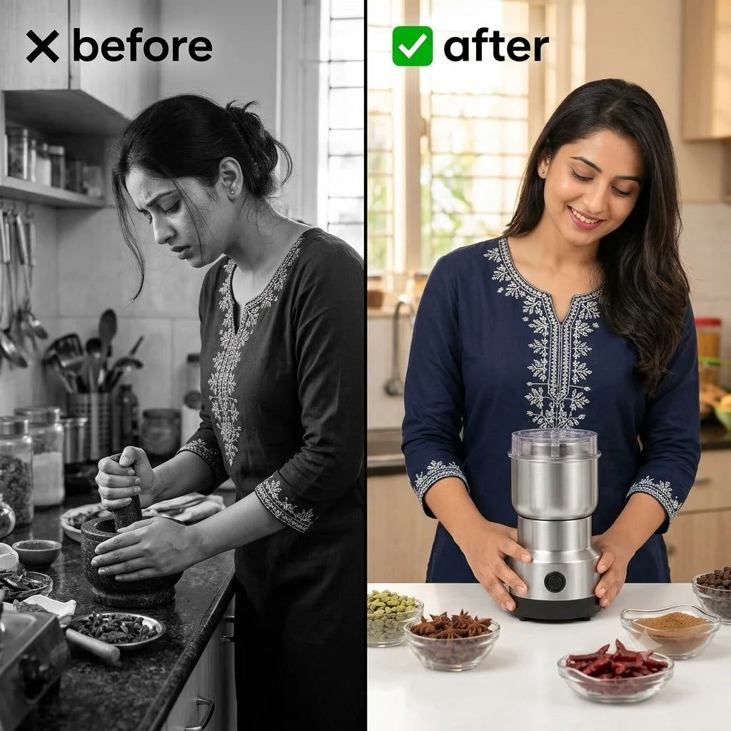 BlendPro -  Compact Electric Grinder | Coffee, Chutney & Spices | Easy Storage